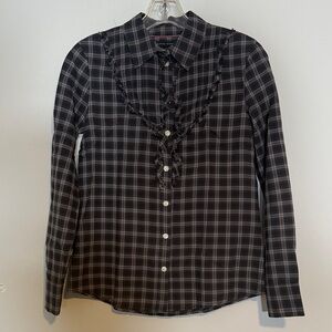 Banana Republic Black and Gray Plaid Blouse